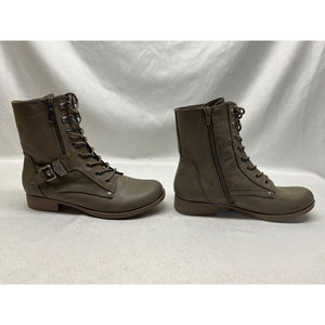 G by Guess Womens Gray Lace Up Side Zip Combat Boots Shoes 9 Medium